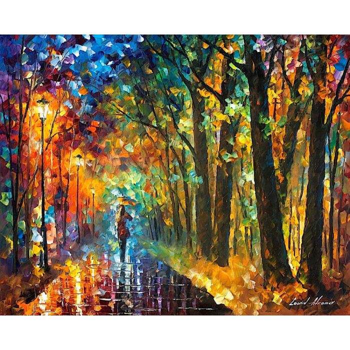 alley by the lake, alley by the lake Leonid Afremov, Leonid Afremov alley by the lake